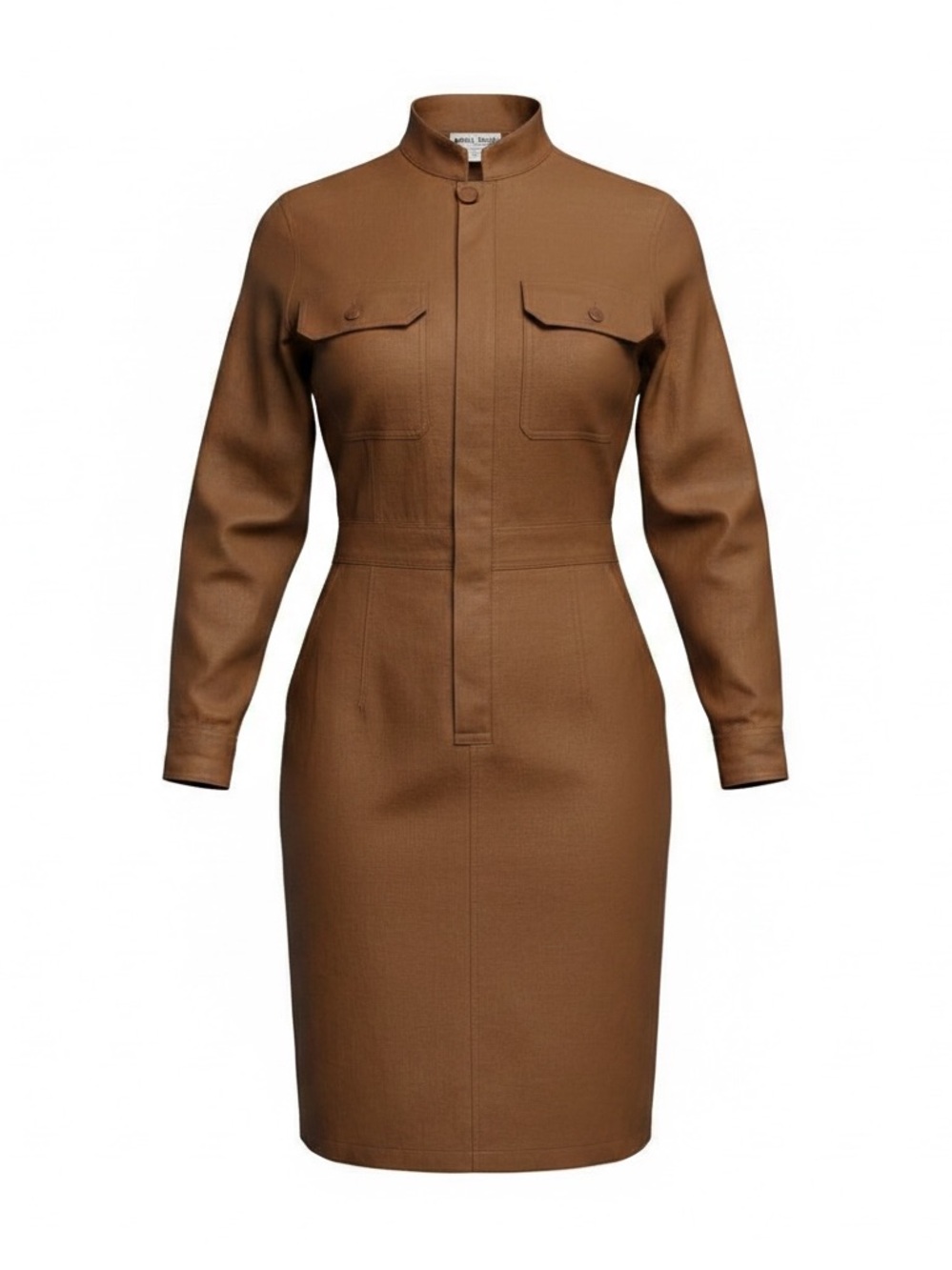 Vintage 80s Linen Safari Shirt Dress Tan Belted Utility Style | Size M | NWT